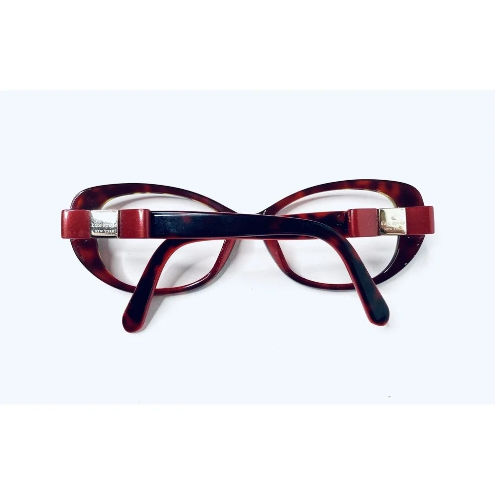 Kate Spade NY Red Tortoise Oval Lucite Glasses Bowtie Temples Chandra 53 17 135